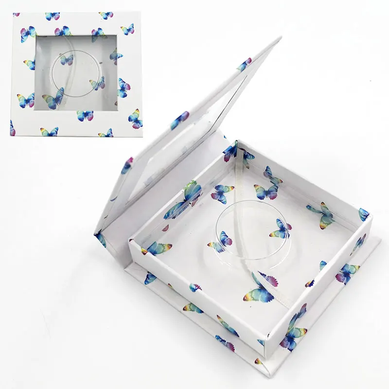 

Wholesale New False Eyelash Packaging Box Lash Boxes Custom Faux Cils eyelashes Package Magnetic Square Colorful Butterfly Cases