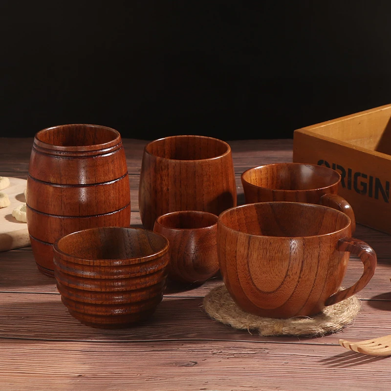 

1Pc Wood Cup Natural Classical Handcrafted Beer Coffee Juice Tea Cups Tumbler