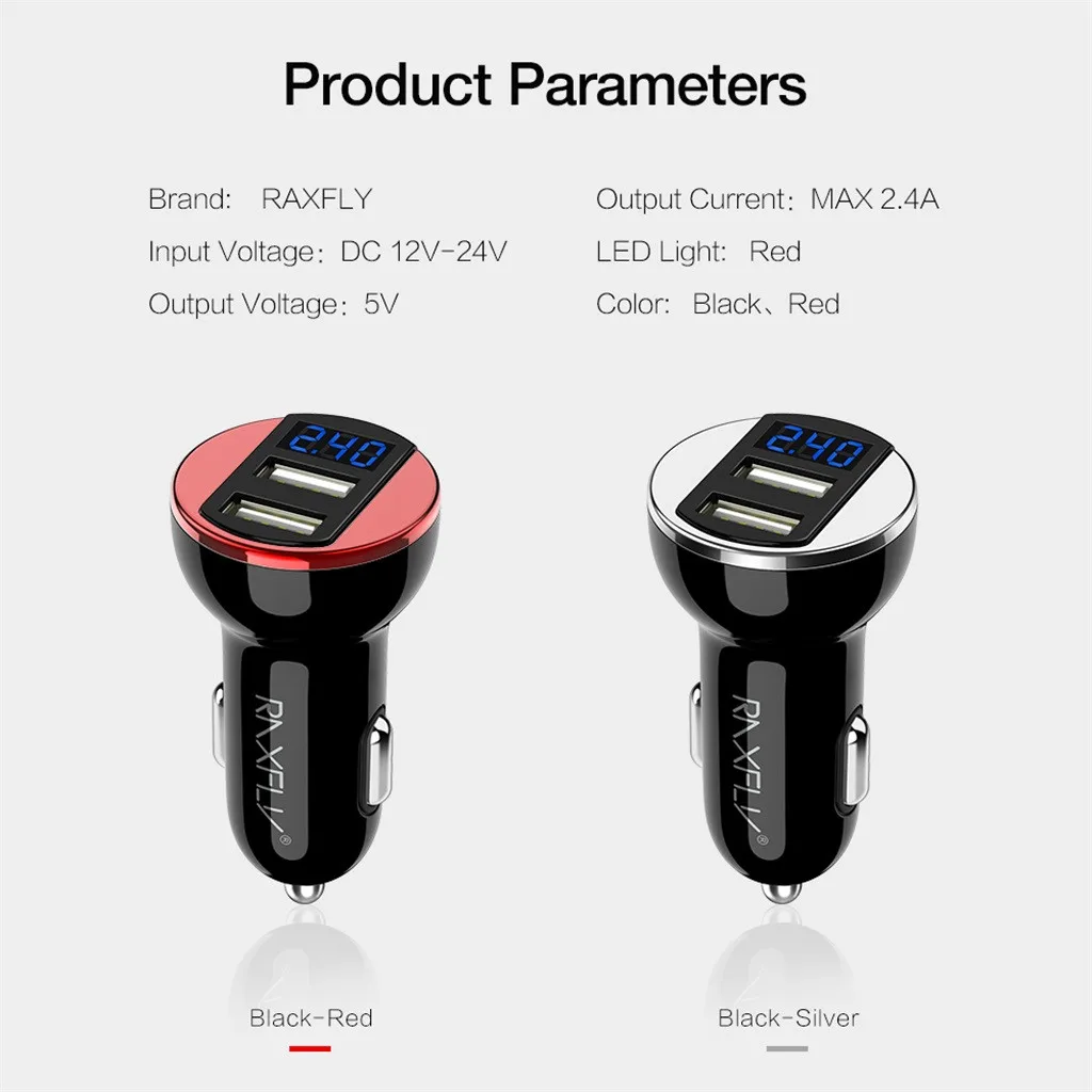 3.1A Dual USB Car Charger 2 Port LCD Display 12-24V Cigarette Socket Lighter Phone Adapter | Мобильные телефоны и