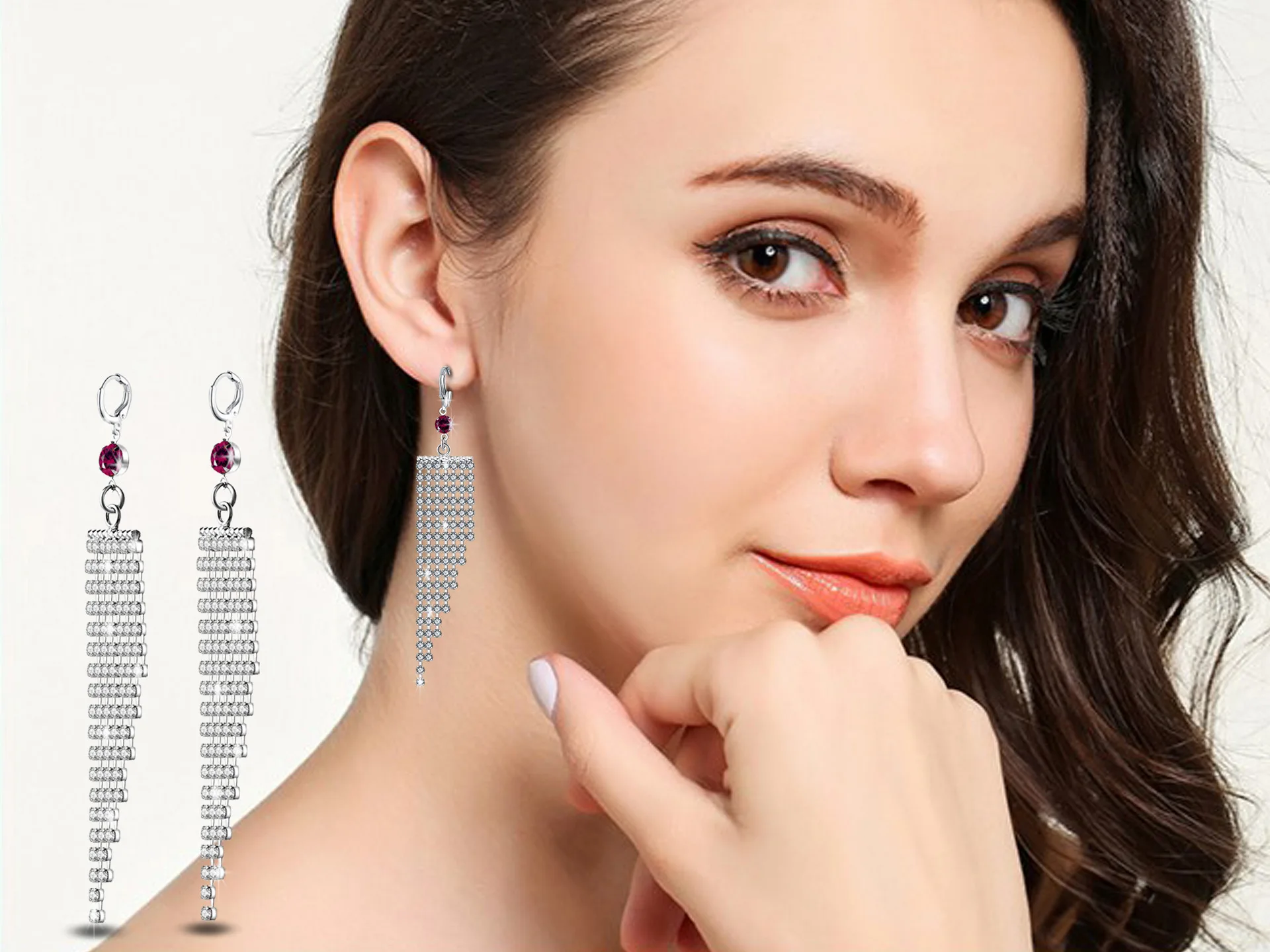 Роскошное прозрачное Кристальное длинные серьги с кисточками женские ювелирные