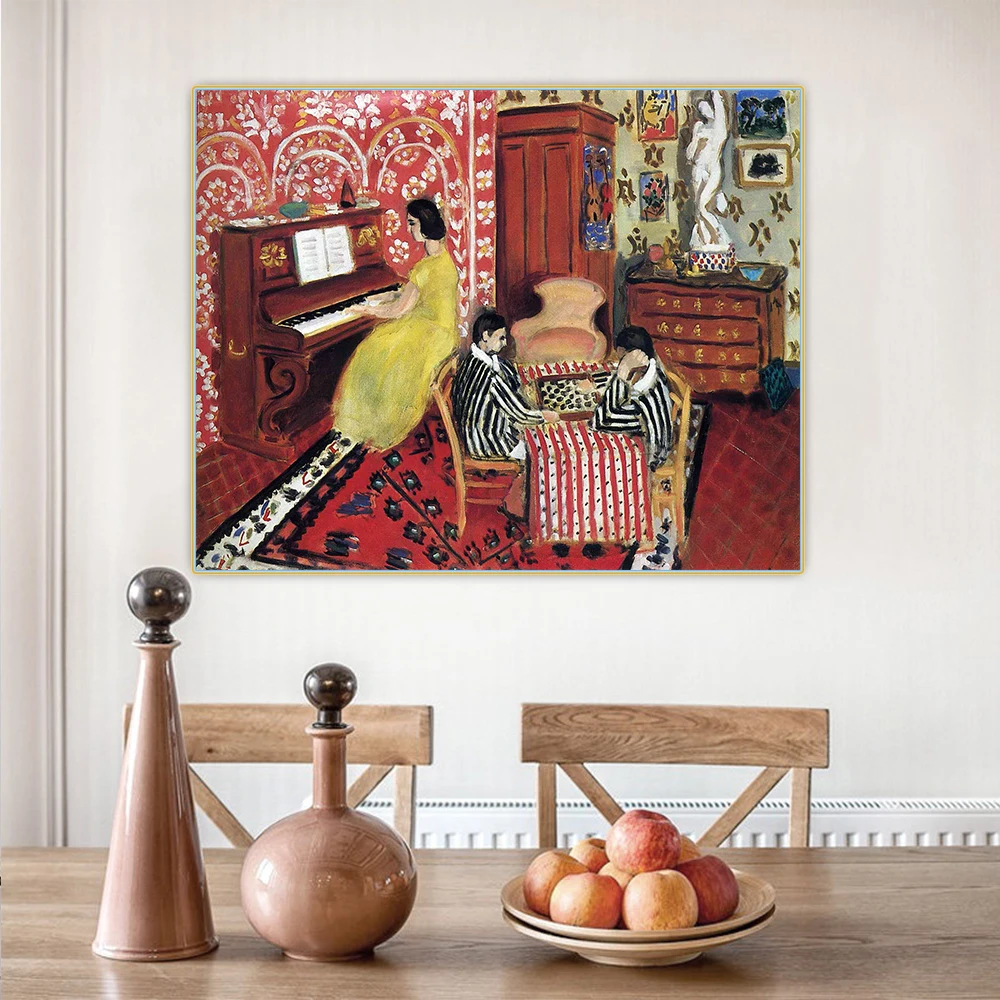 

Holover Canvas Oil Painting Henri Matisse"Pianist and Checker Players"Fauvism Post-impressionism Aesthetic Wall Home Decoration