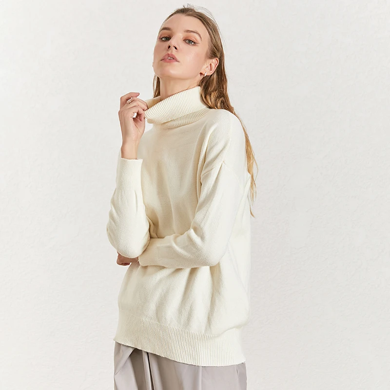 TWOTWINSTYLE Зимний вязаный свитер для женщин водолазка с длинным рукавом большие