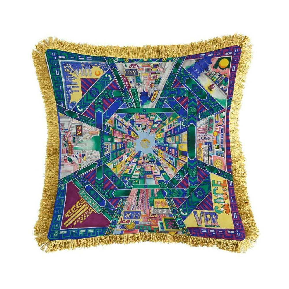 Бархатная подушка с кисточками мягкая плотная плетеная наволочка двойной