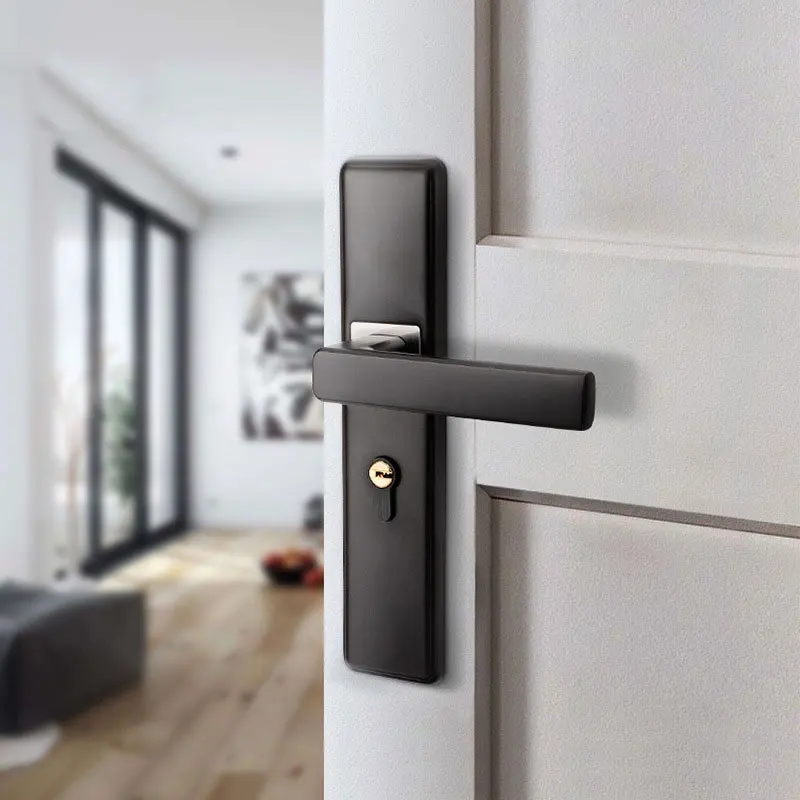 Черный дверной замок Раздельный дверные ручки для межкомнатных дверей бесшумный