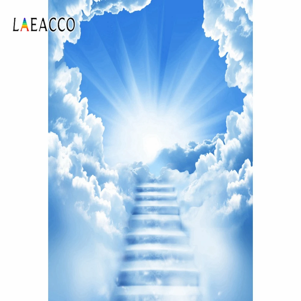 Laeacco Dreamy Sky Clouds лестница Солнечный свет фотографические фоны Настенный декор