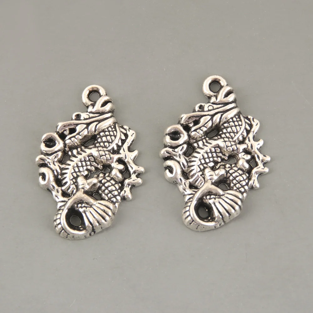 2 шт. подвески в виде китайского дракона серебряного цвета|pendants for bracelets|silver dragon