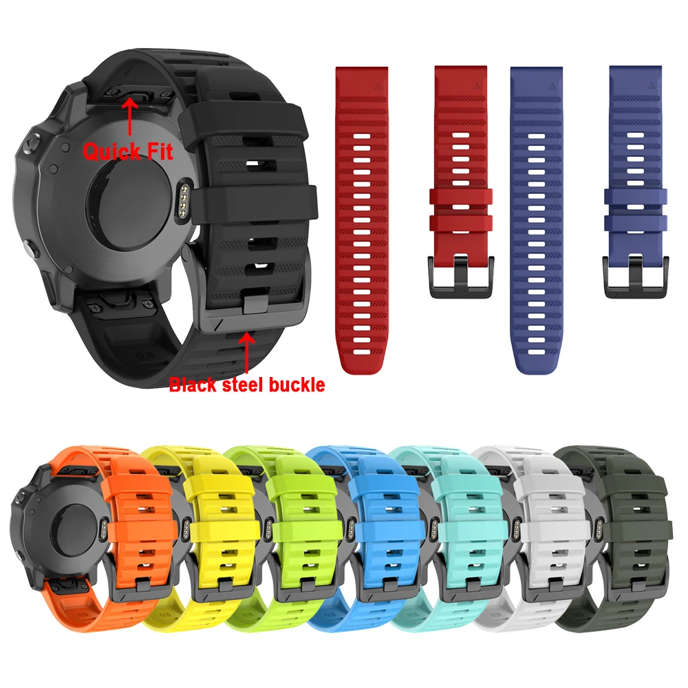 Ремешок Fenix5 для Garmin Fenix 6 6X Pro быстросъемный силиконовый браслет наручных часов fenix