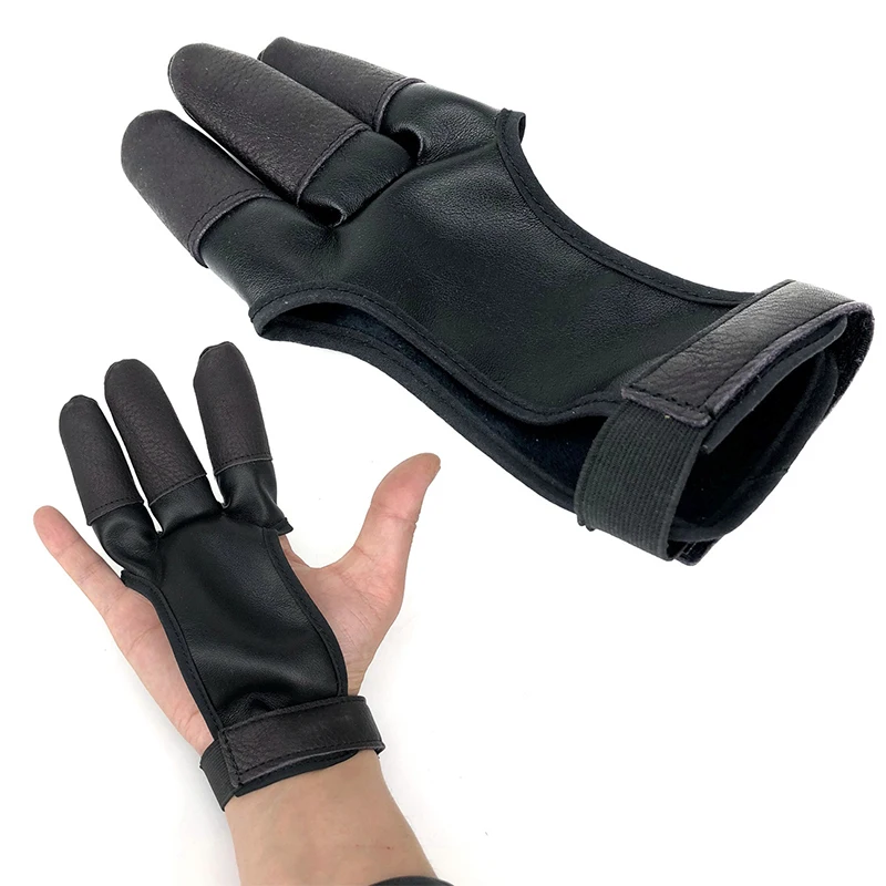 

1pc Archery Glove Finger Guard Protector Gear 3 Fingers Right Left Hand PU Bow