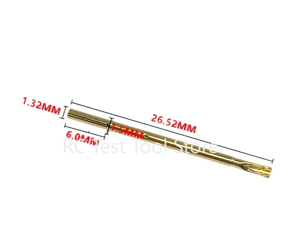 

100 PCS Round Double Tube Gold Plated Spring Test Probe RM75-4S Length 26.52mm Needle Tube Diameter 1.32mm Power Tool Test Probe
