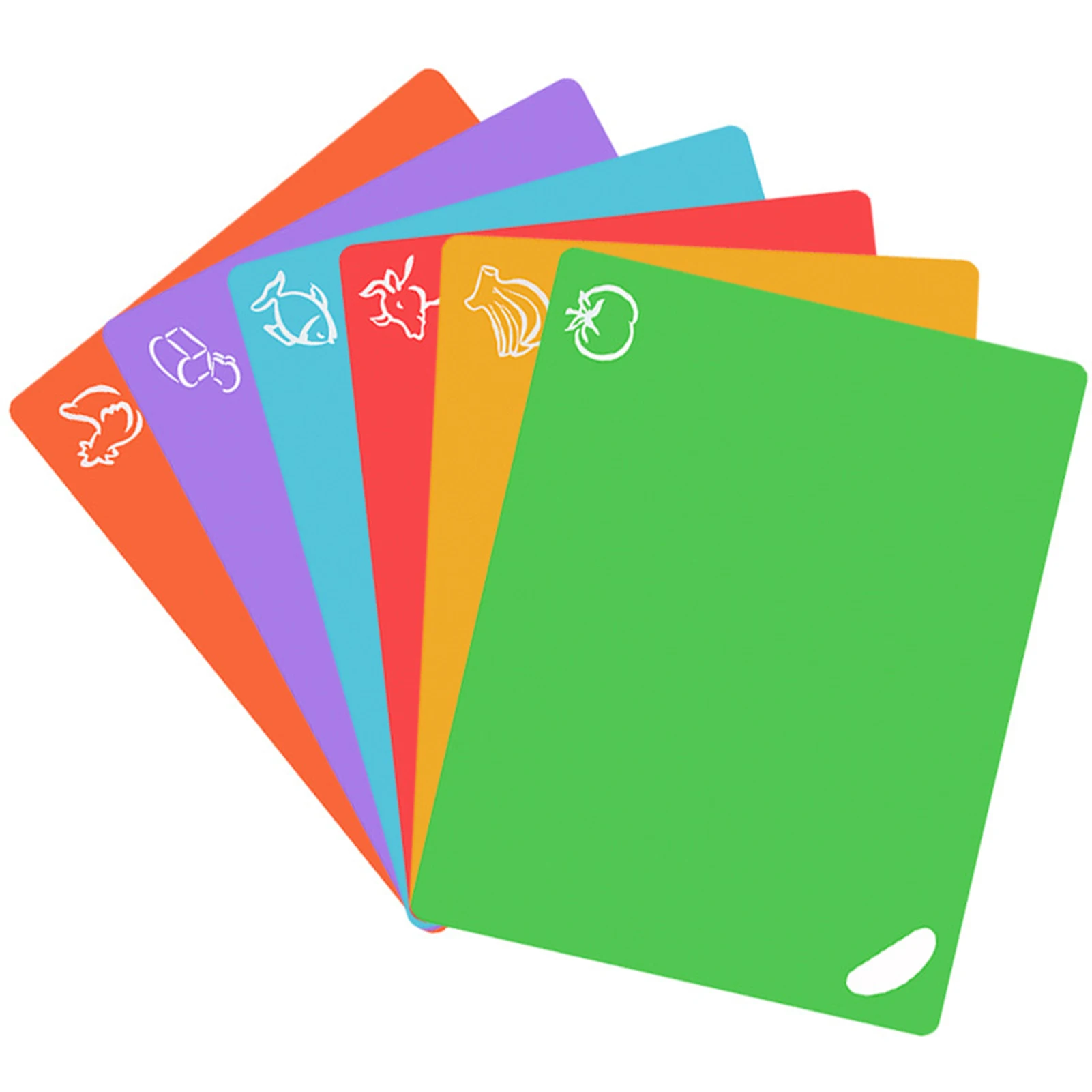 

Newly Classified Cutting Board Set of 6 Flexible Chopping Sheet with Food Pattern Kitchen Board Mat for Different Food Uses