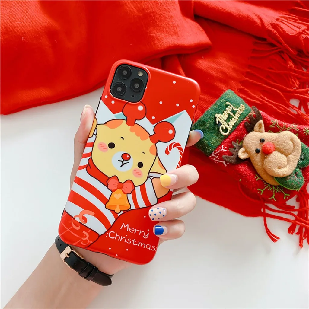 Binmer 6.1 inch Christmas Cute Cartoon Santa Elk Soft TPU Phone Case For IPhone 11 Inches cartoon phone case |