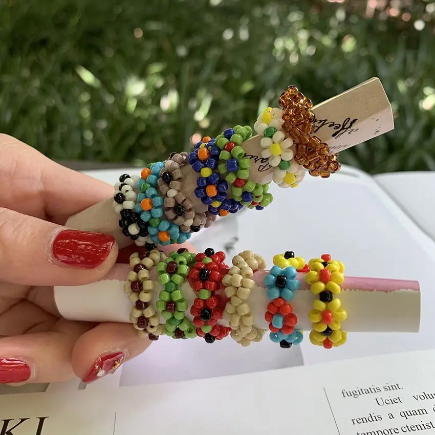 Резиновые эластичные кольца на палец с имитацией жемчуга синие белые бусины