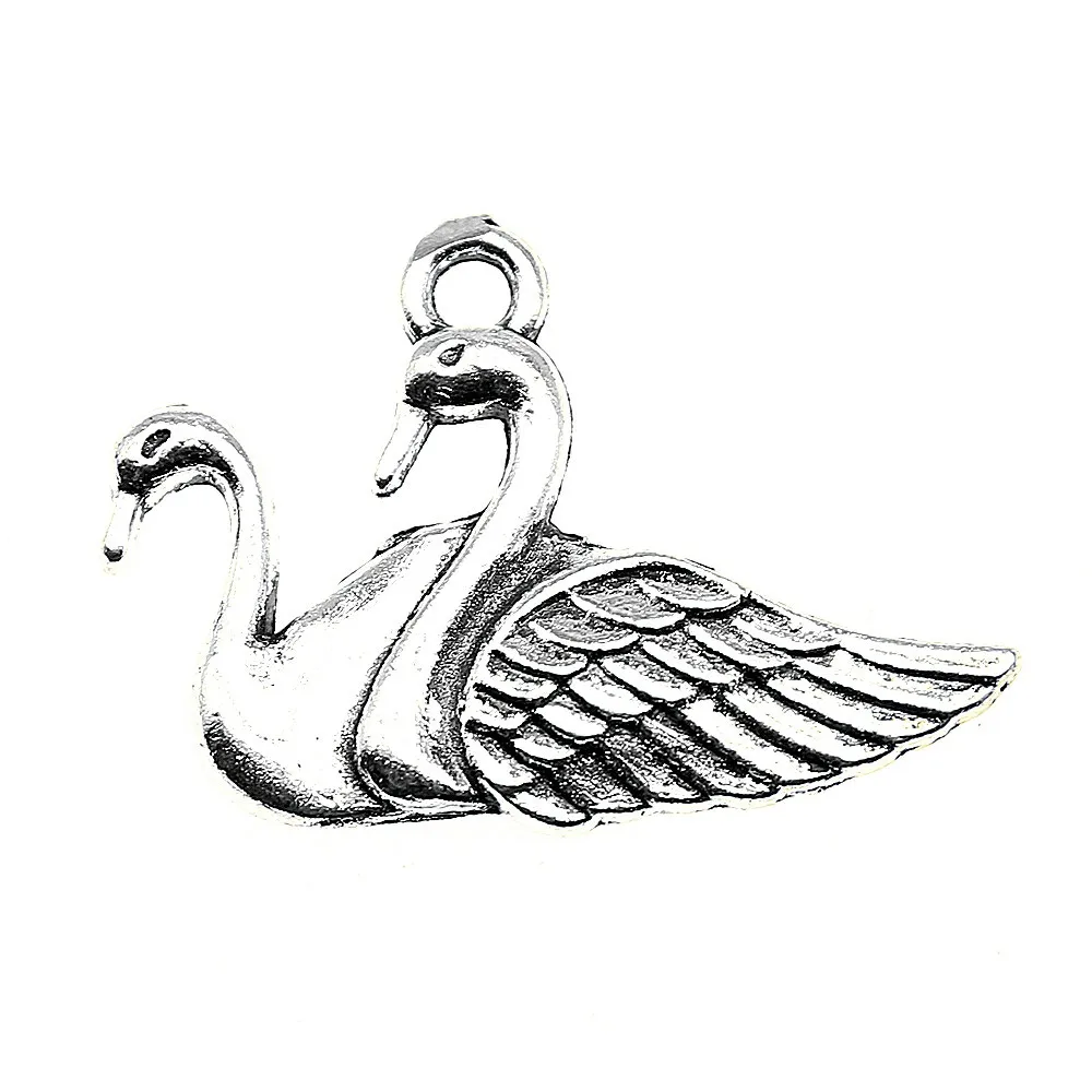 

20pcs Antique Silver Color Tone 1.1x0.8 Inch (28x20mm) Swan Charms Pendant For Jewelry Making DIY Jewelry Findings