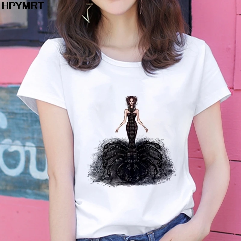 Новинка 2020 Женская юбка с принтом скорпиона летняя Тонкая Повседневная Футболка