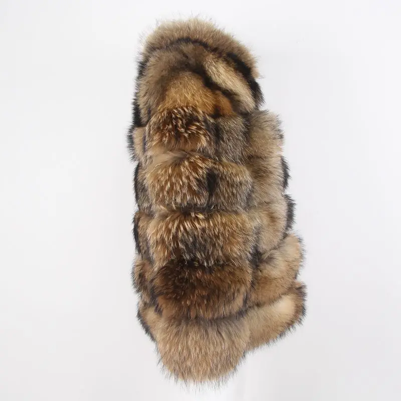 QIUCHEN PJ1911 New arrival high quality real raccoon fur coat with collar. long styles women winter coat keep warm