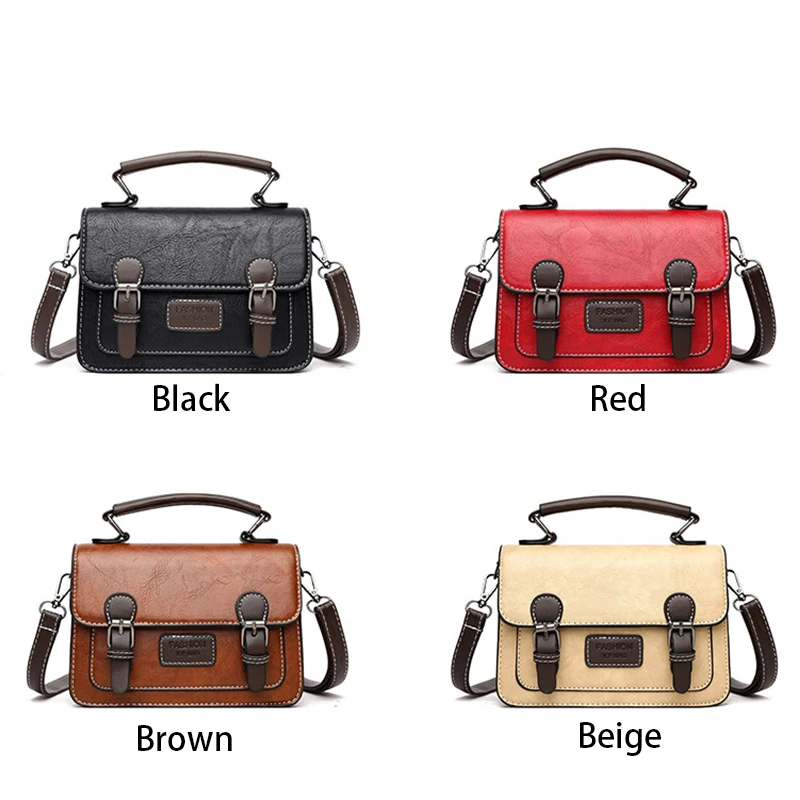 

Vintage Square Shoulder Bag For Women PU Leather Crossbdody Bag Fashion Messenger Bag Designer Flap Lady Handbag Pouch