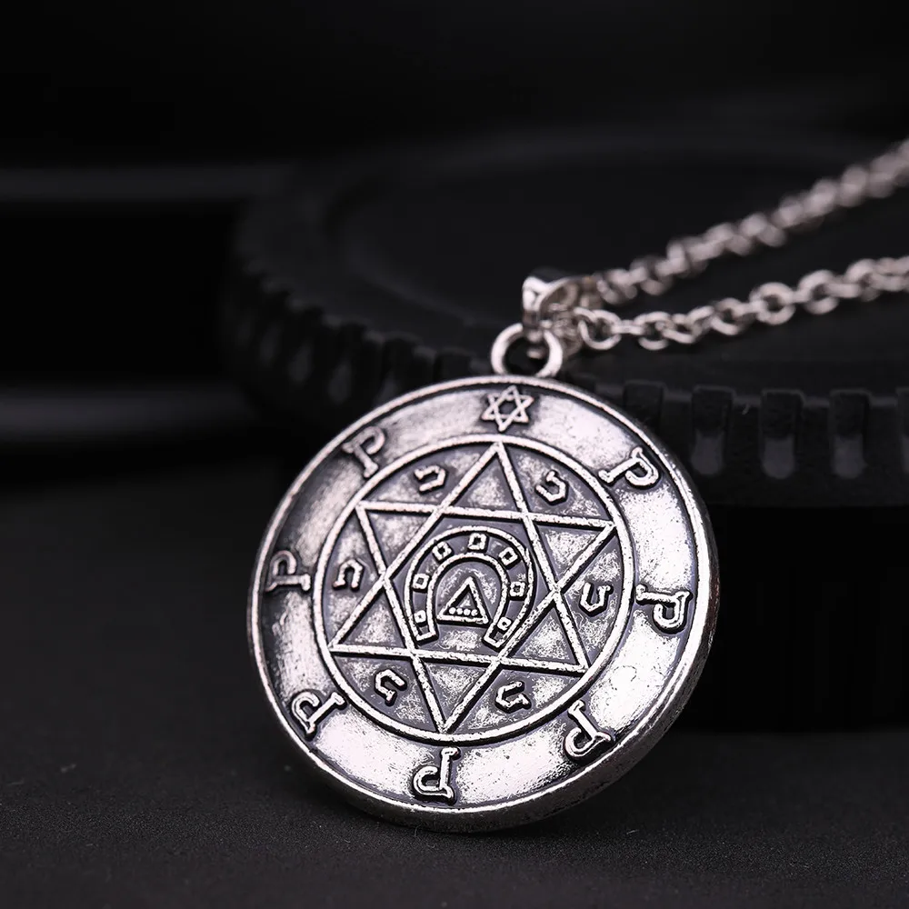 LIKGREAT винтажное ожерелье со звездой Давида Круглый Кулон удачи амулет ювелирные