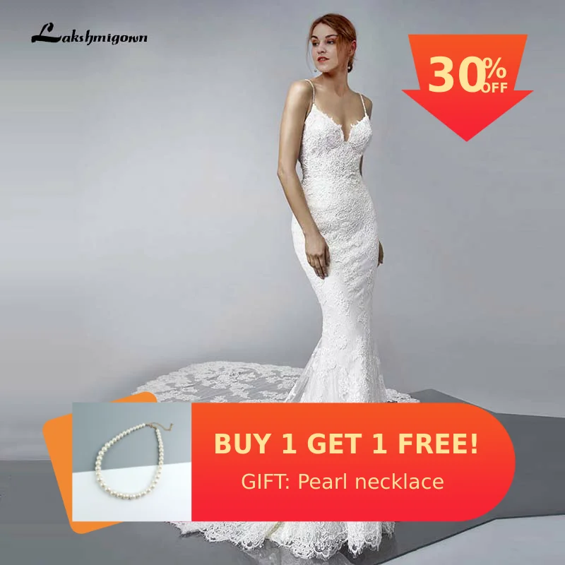 Платье Русалка на бретельках кружевное свадебное платье 2019 роскошное