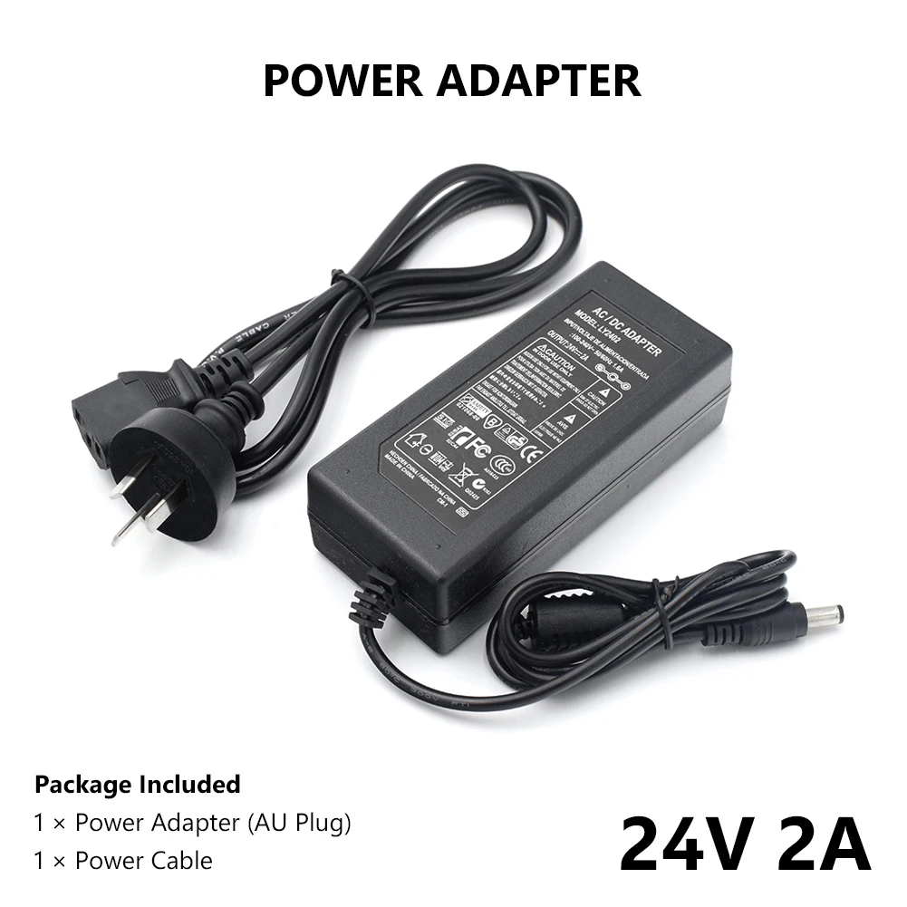DC 24V 2A US/EU/UK/AU зарядное устройство адаптер питания AC 100 240V к конвертер
