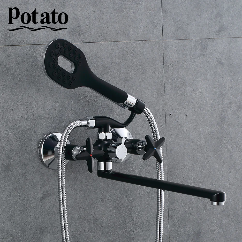 potato bathroom faucets modern new products black or white dual control of cold and hot water with shower head p22322 free global shipping