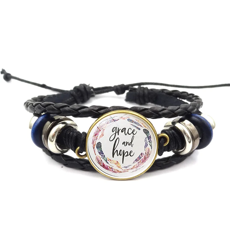 Стих из Христианской Библии Мужские Кожаные плетеные браслеты ручной работы DIY