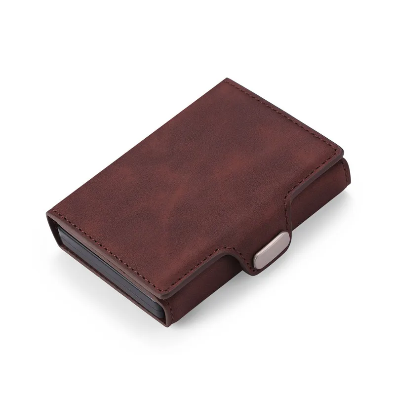 

Retro New Fashion Style Men RFID Anti-Theft Brush Hasp Trifold Mini Wallet 2 And 1 Combo Magnetic ID Credit Card Holder Leather