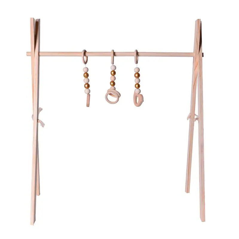 

Nordic Cartoon Baby Wooden Gym Fitness Frame Rack Hanging Pendant Toys Kit Toddler Infant Appease Hanging Rattle Toys P31B