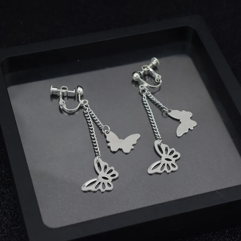 Модные клипсы-бабочки из нержавеющей стали серьги без пирсинга манжеты для ушей