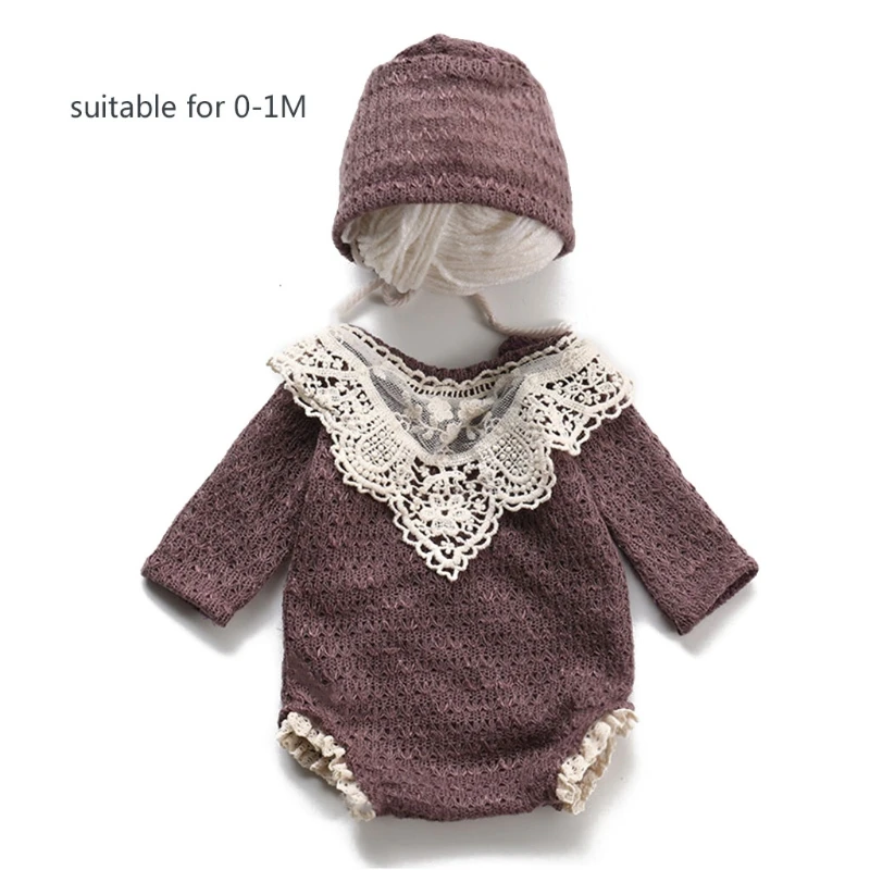 

Baby Cotton Hat Romper Set Newborn Photography Props Bonnet Cap Jumpsuit Suit 40JC