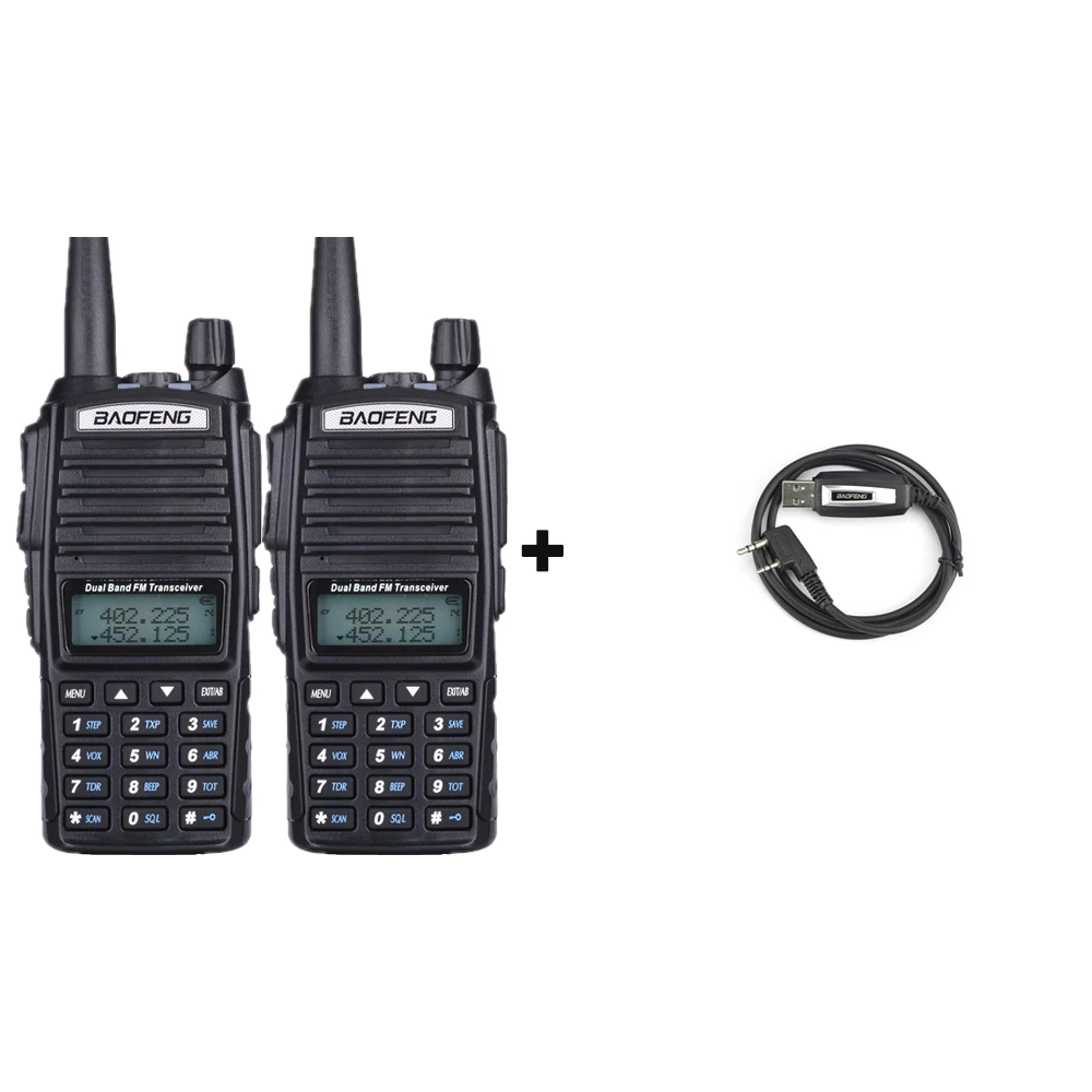 2radios add 1cab Baofeng двухстороннее радио UV-82 рация 8 Вт 128 канал двухдиапазонный УКВ 136-174 МГц 400-520 МГц Портативный Baofeng UV82 радиоприемник - Цвет: 2radios add 1cab