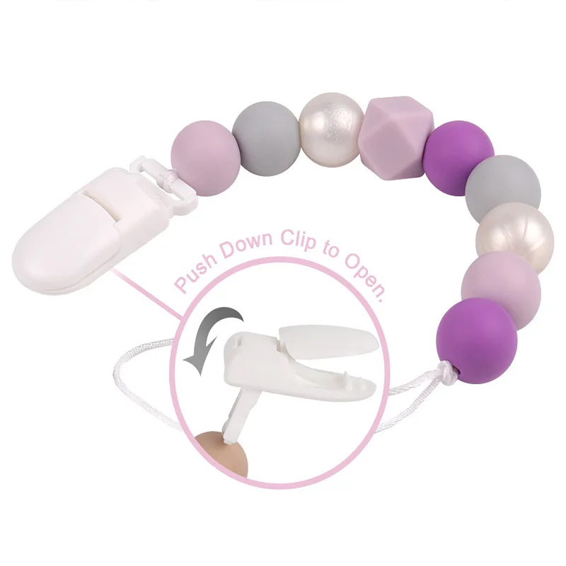 

TYRY.HU 2pc/set Baby Teether Pacifier Clip Food Grade Silicone Chewing Pacifier Chain DIY Accessories Free of BPA