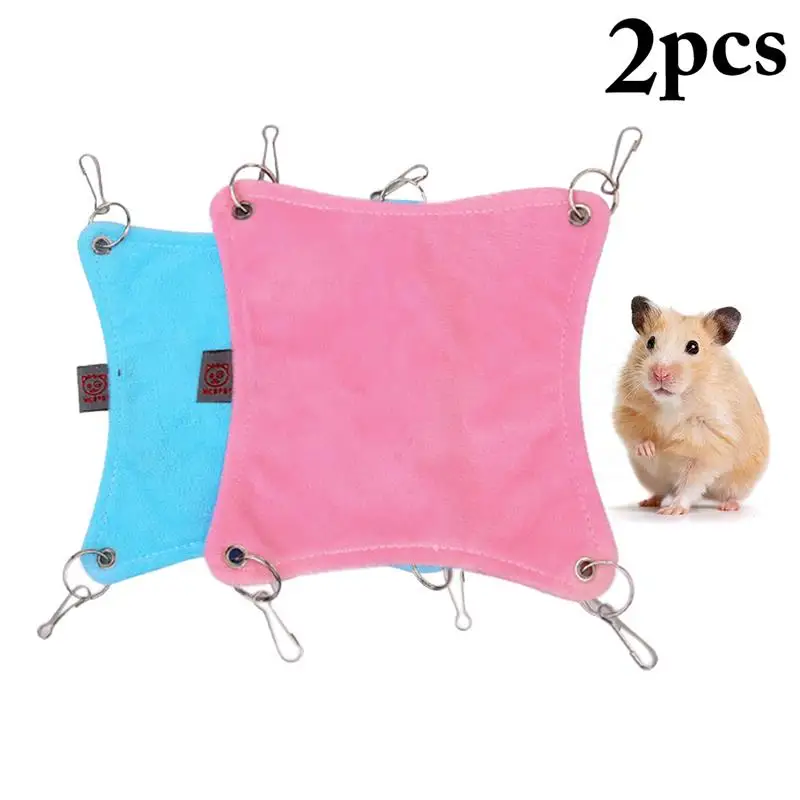 

2 Pcs Hamster Hammock Set Plush Cotton Pet Hamsters Cage Hanging Bed Nest Small Animal Squirrels Chinchillas Ferrets Accessories