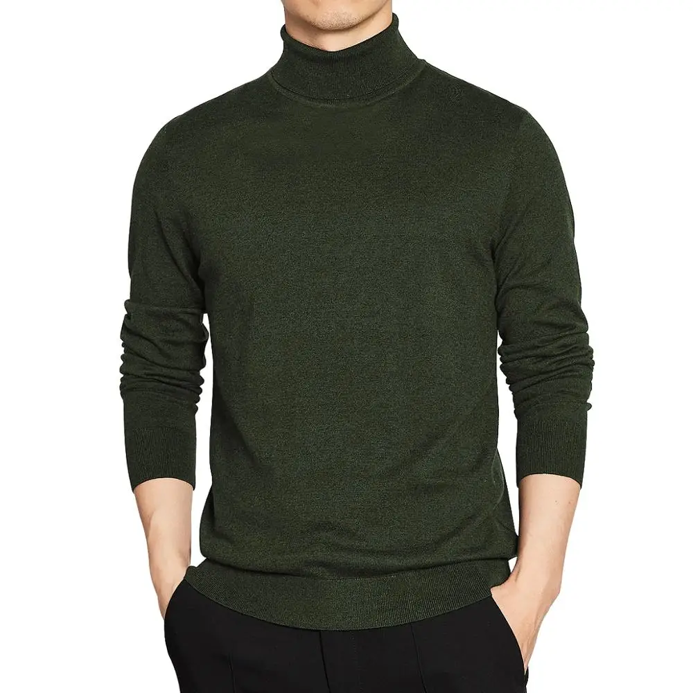 Свитер мужской с высоким воротником базовый однотонный пуловер трикотажная