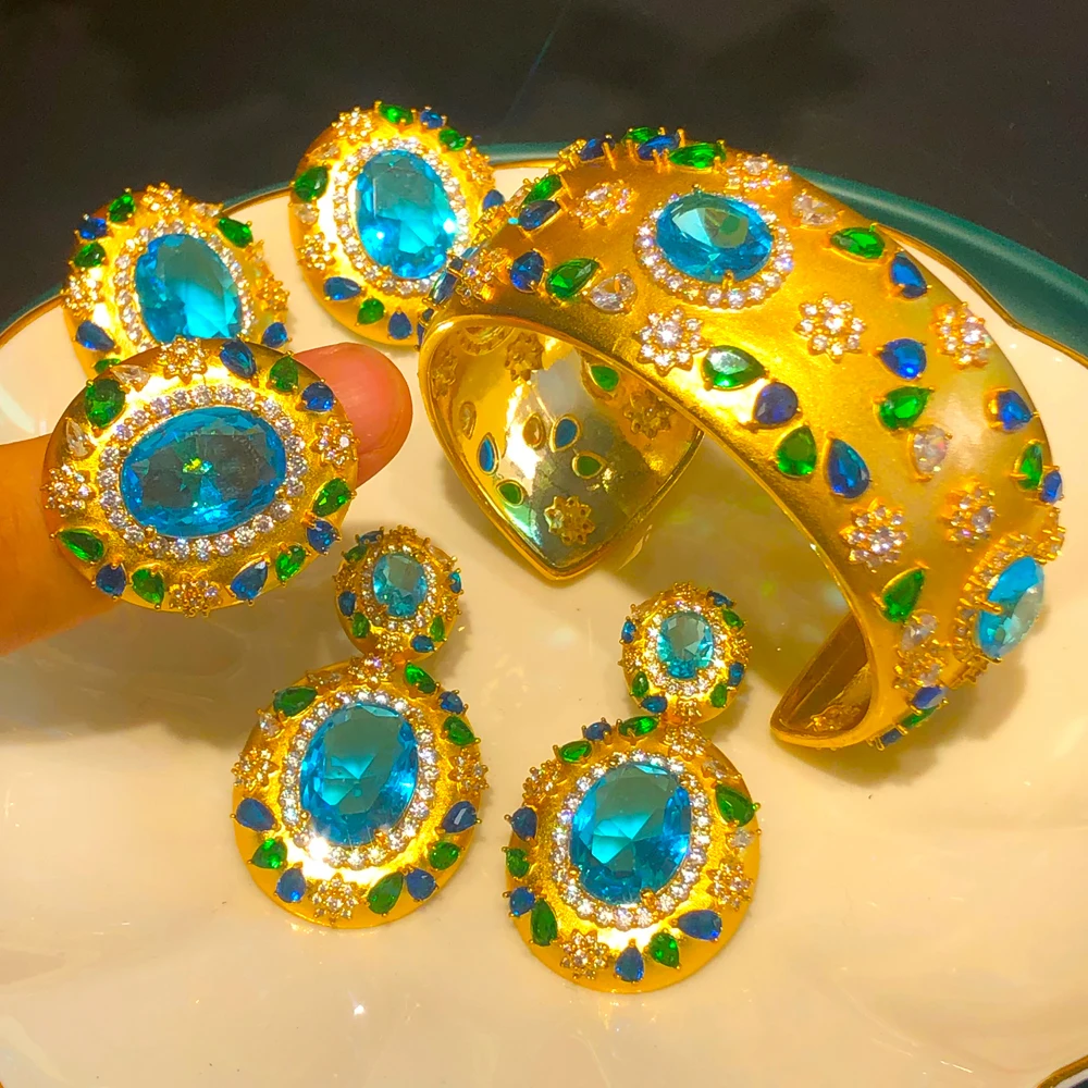 Missvikki Новый 3 шт. браслет кольцо серьги комплект ювелирных изделий для женщин