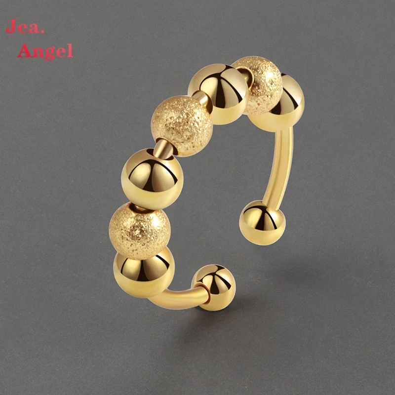 

Женское кольцо с круглыми бусинами Jea.Angel, поворотное глянцевое кольцо из серебра 925 пробы с матовым покрытием, изысканное Ювелирное Украшен...
