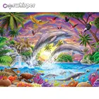 Daimond живопись 5D полный квадраткруглый Дельфин морской мир животное Стразы Вышивка кристалл вышивка крестом мозаика D143