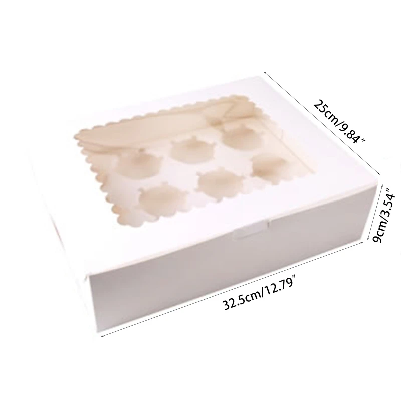 

10Pcs 12-Grids Cupcake Box With Window White Kraft Paper Boxes Dessert Mousse Bo