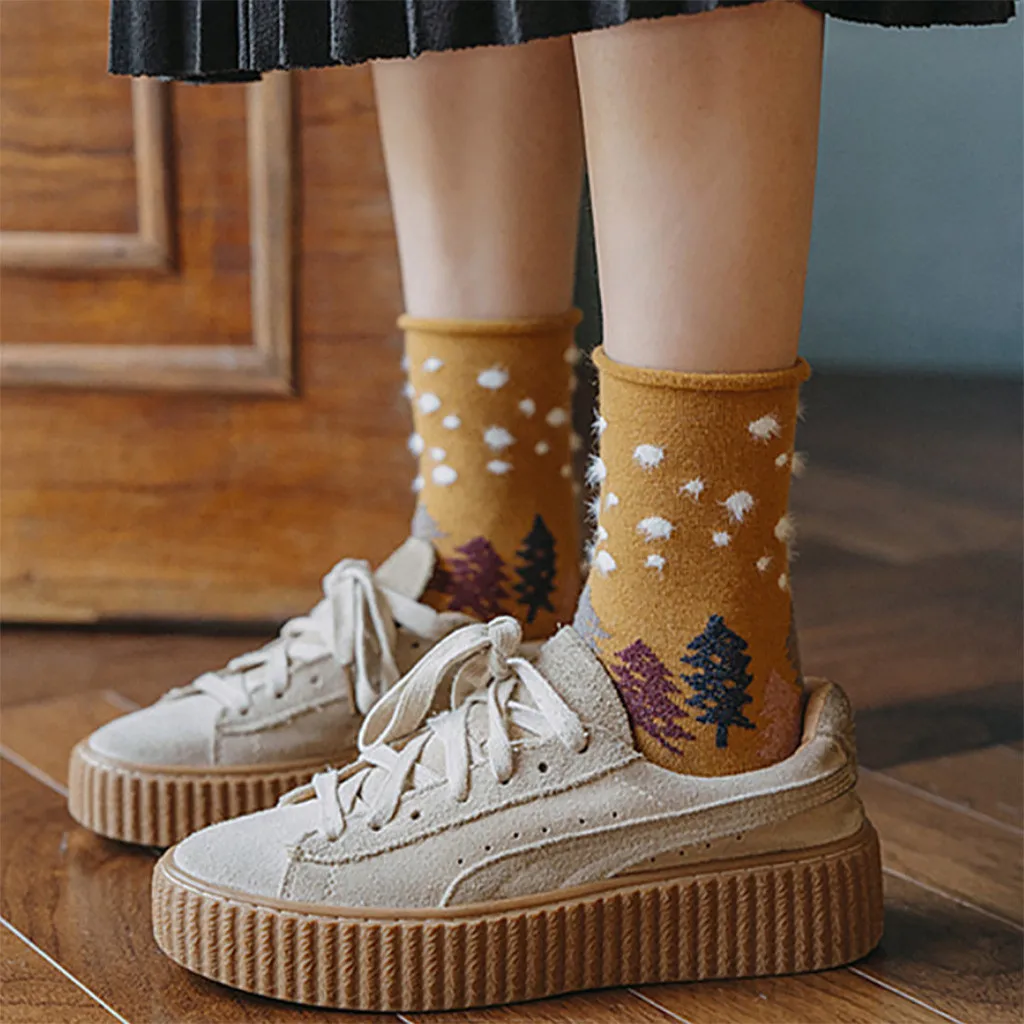 1 пара модных носков хлопковые носки средней длины повседневные рождественские в