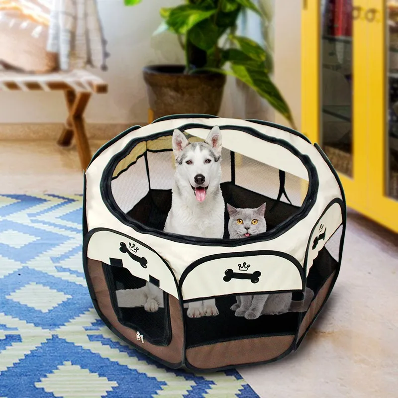 Переносная складная палатка для домашних питомцев домик собак восьмиугольная