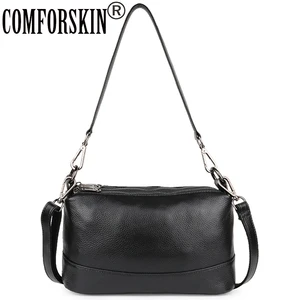 Роскошные сумки COMFORSKIN из 100% воловьей кожи с тремя отделениями на молнии, Прямая поставка, женская сумка на плечо, женские сумки-мессенджеры