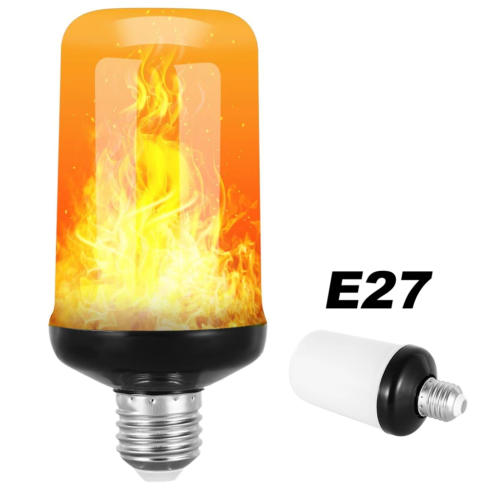 E27 E26 светодиодный светильник с эффектом пламени 4 режима 99 динамическим