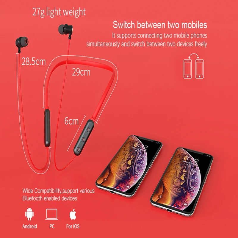 NILLKIN True Wireless Bluetooth наушники Легкие с шейным ободом Металлические магнитные