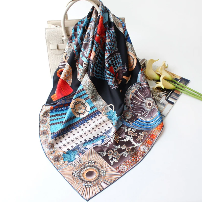 Женский шелковый шарф из 100% твила квадратный роскошная сумка шарфы ручная работа