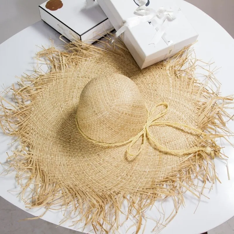 

Women Summer Natural Raffia Straw Hat Girl Fashion Ribbon Floppy Shading Panama Wide Brim Sun Hats Vacation