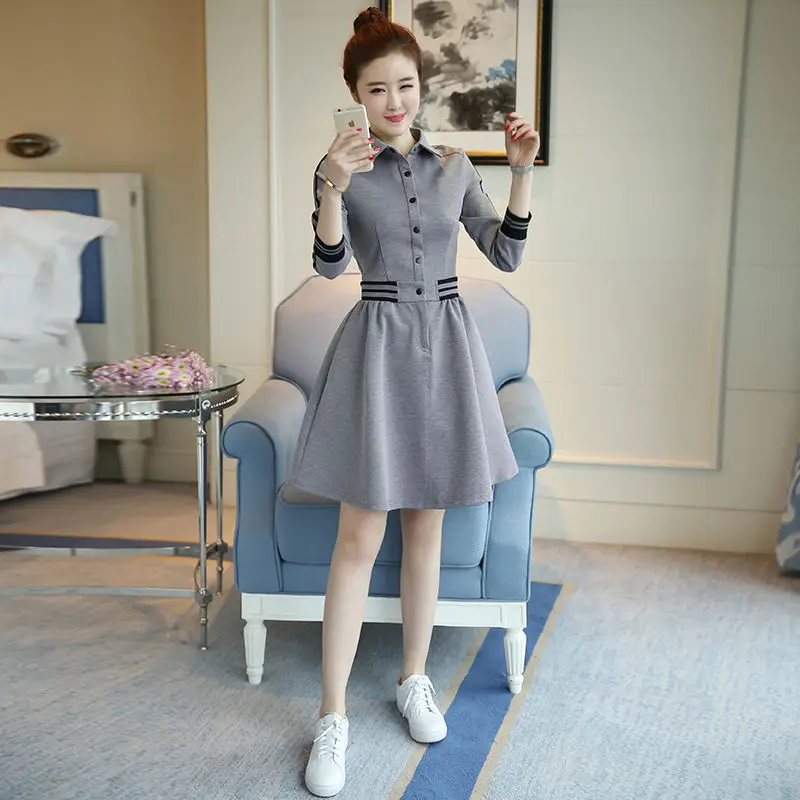 

2020 new fashion casual sports slim mid-length spring and autumn dress women