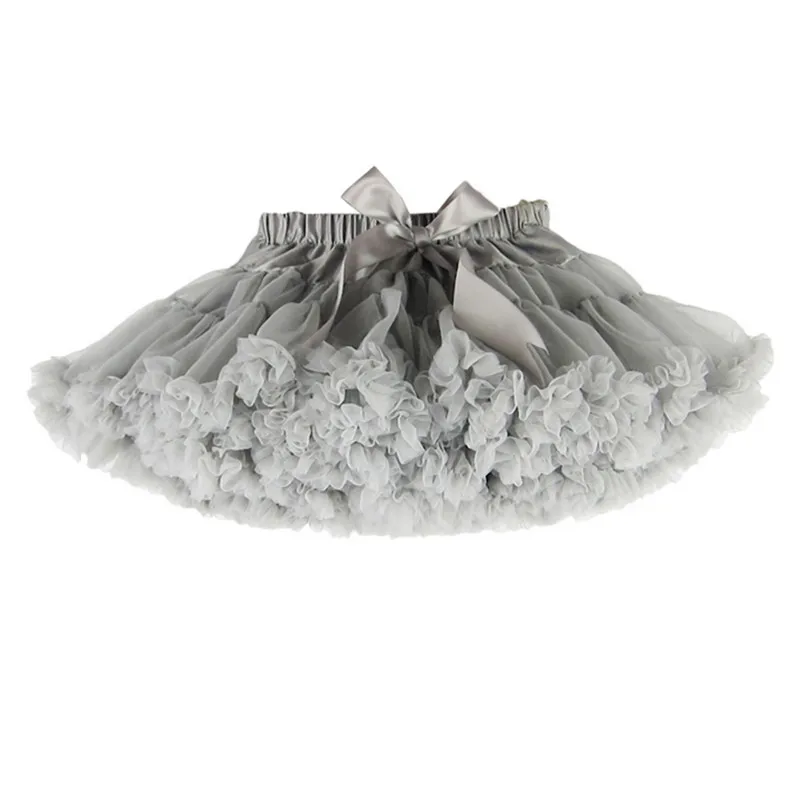 Buenos Ninos пушистые шифоновые юбки Pettiskirt для девочек 2-18 лет однотонные юбки-пачки для девочек танцевальная юбка новогодняя тюлевая юбка Petticoat - Цвет: Light Grey