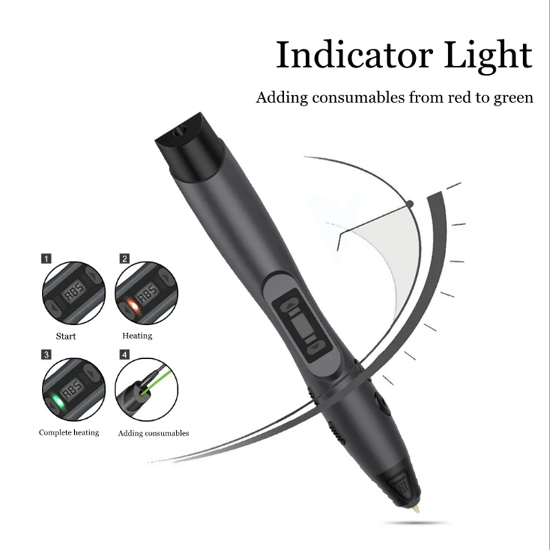 Wireless 3D Printing Pen LED Display with Filament Support 1.75mm PLA PCL ABS Filament for Kids Toy Birthday Gifts EU/US/EK Plug