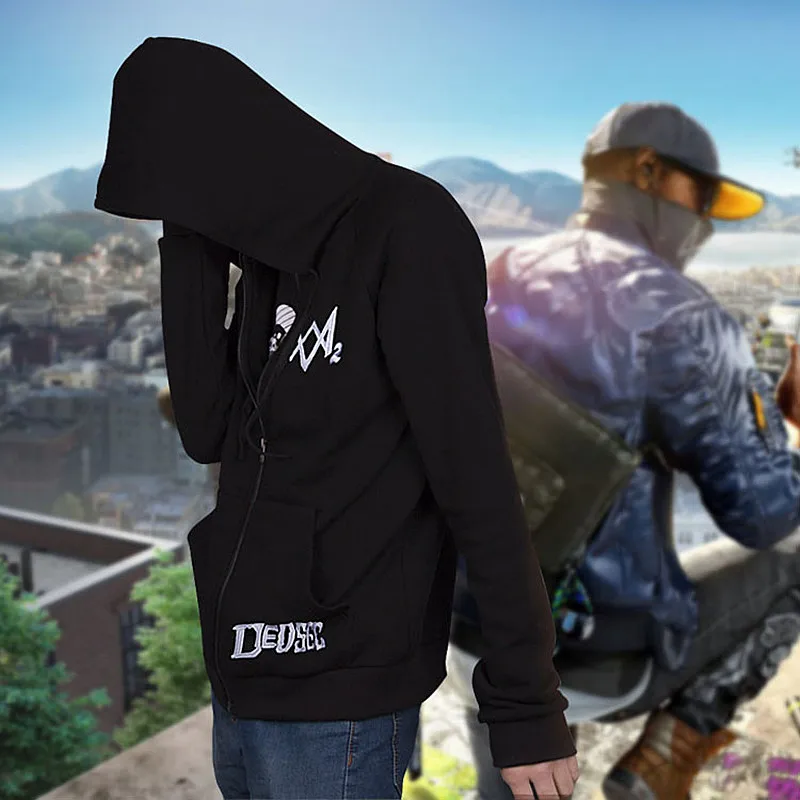 Свитшот мужской Game Watch Dogs 2 DedSec 100% хлопок худи куртка с длинным рукавом