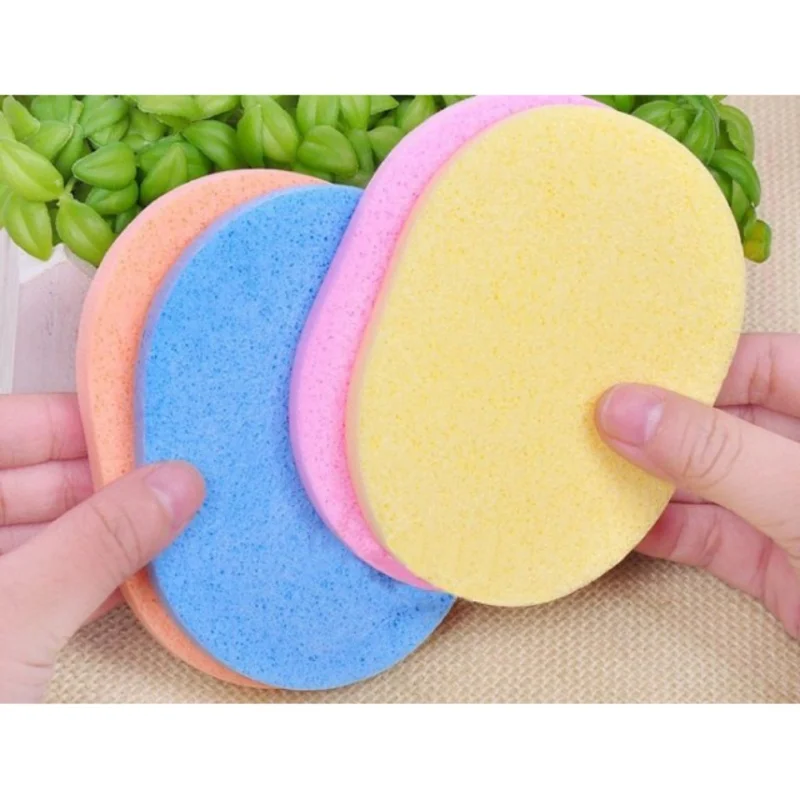 4pcsFace Round Makeup Remover Tools Natural Wood Pulp Sponge Cellulose Compress Cosmetic Puff Facial Washing Random Color |
