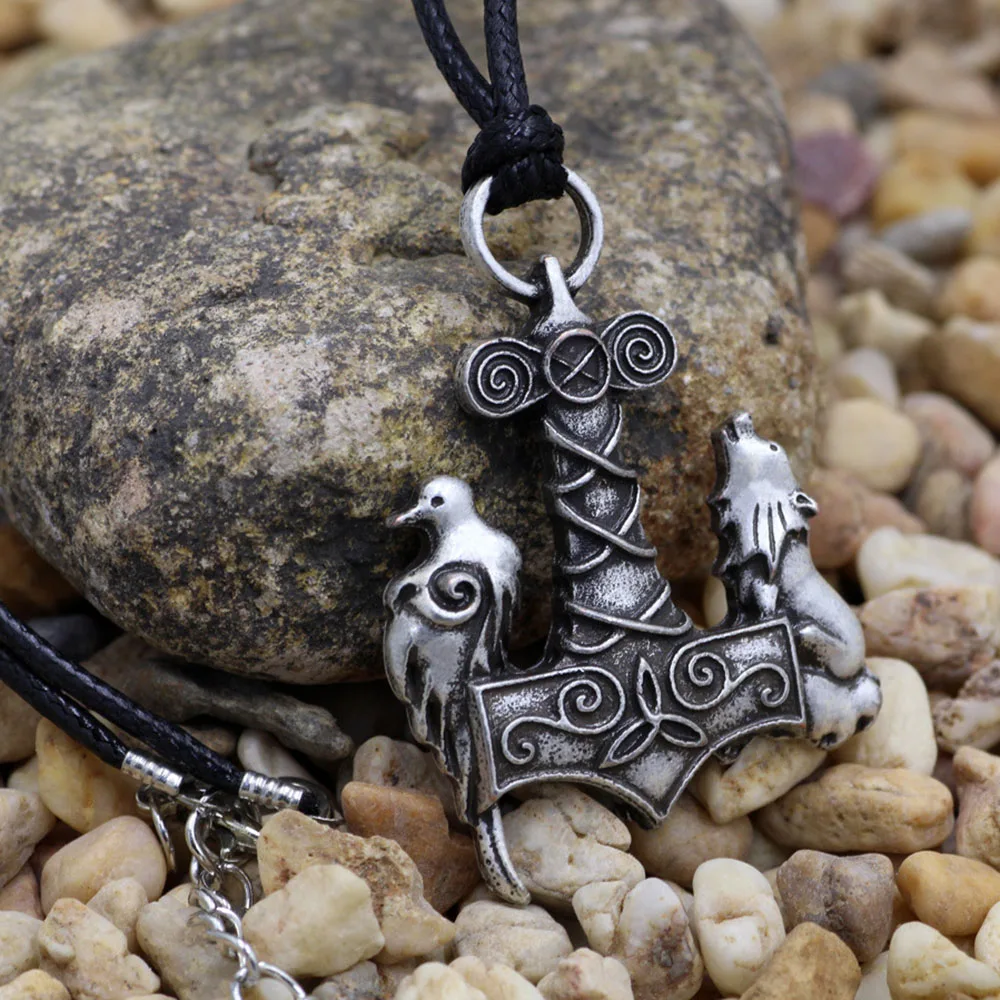 

Мужское ожерелье с подвеской в виде животного викинга Тора в виде молота